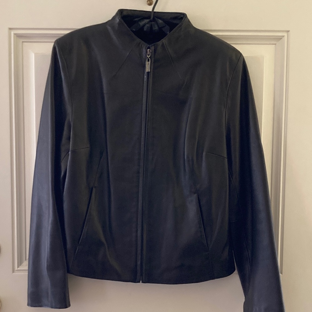 Siena Studio Leather Zip Front Jacket/Pockets/Black/Size Large/NEW!!!